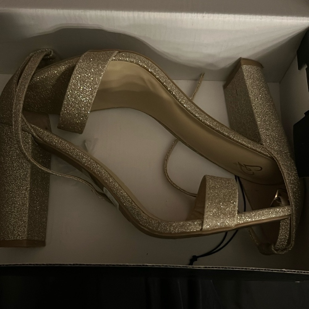 gold glittery heels